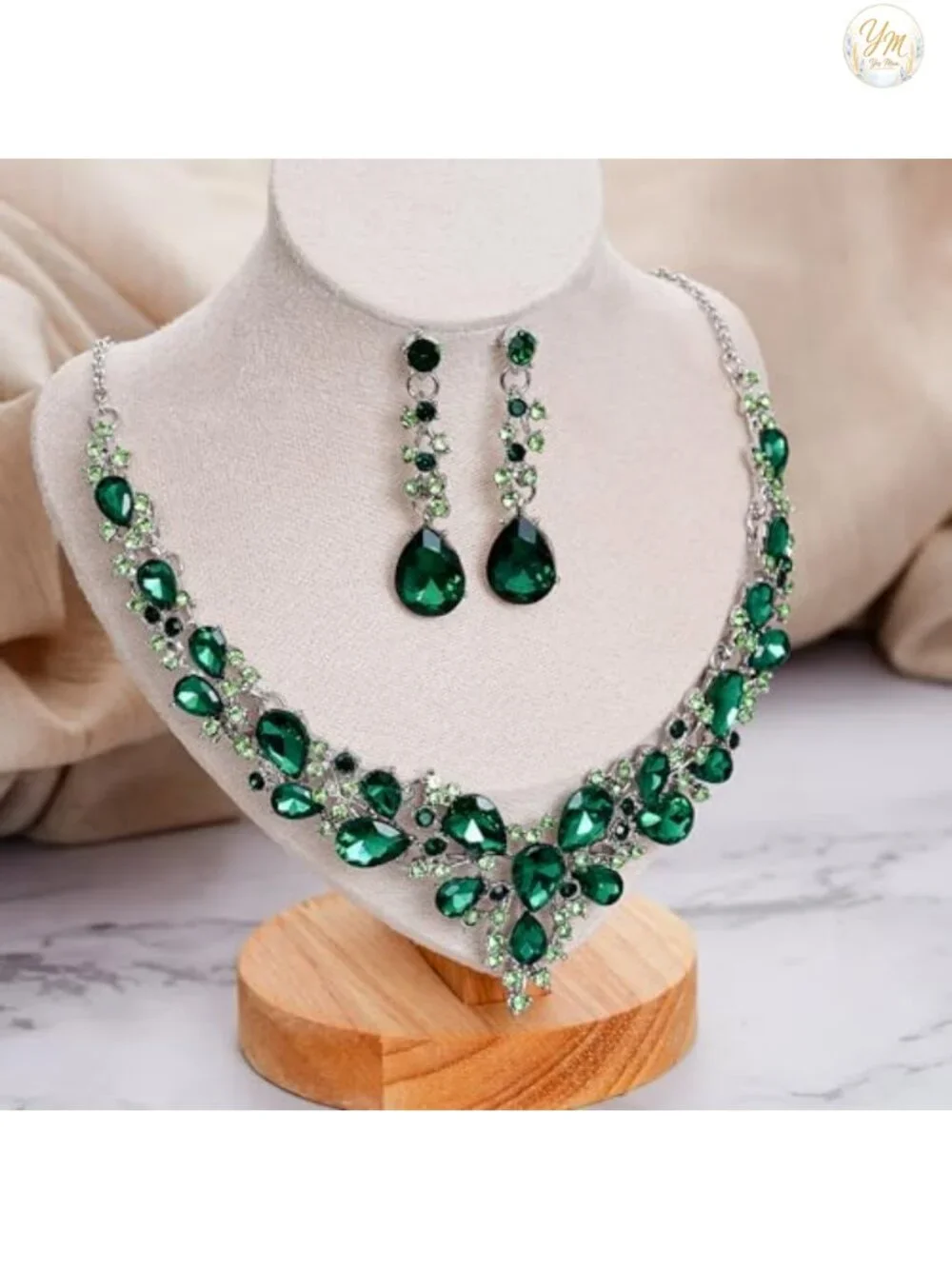Austrian Crystal Teardrop Necklace Earring Set for Wedding Bride Bridesmaid Prom